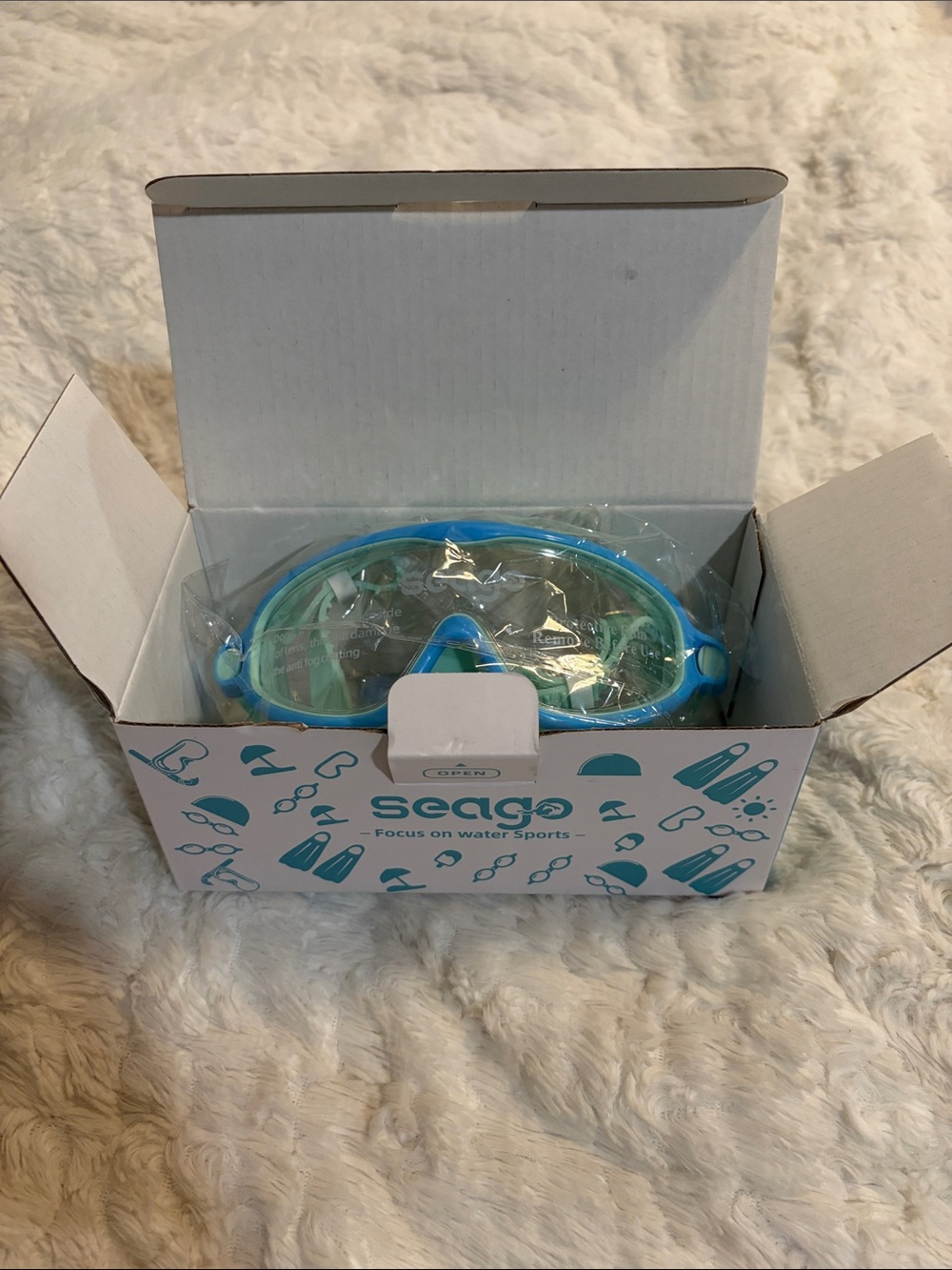 Seago Kids Swim Goggles in Aqua Blue and Teal